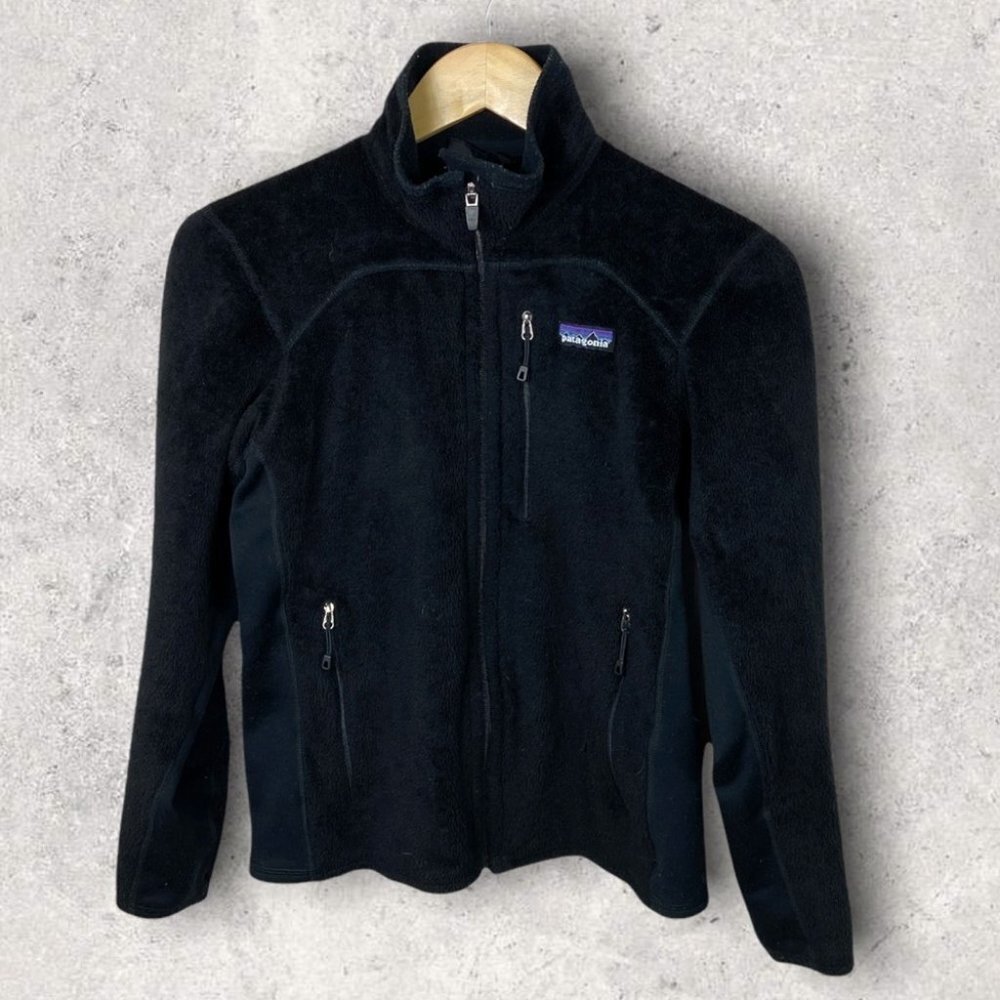 PATAGONIA Micro Fleece Full Zip Synchilla Sweater Black Size Small Hiking Polar